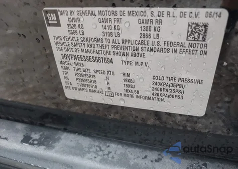 2014 Cadillac Srx Luxury Collection из США, поврежденный, VIN 3GYFNEE39ES687694